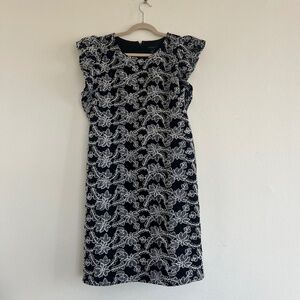 Ann Taylor Black & White Floral Lace Sheath Dress (Size 12)